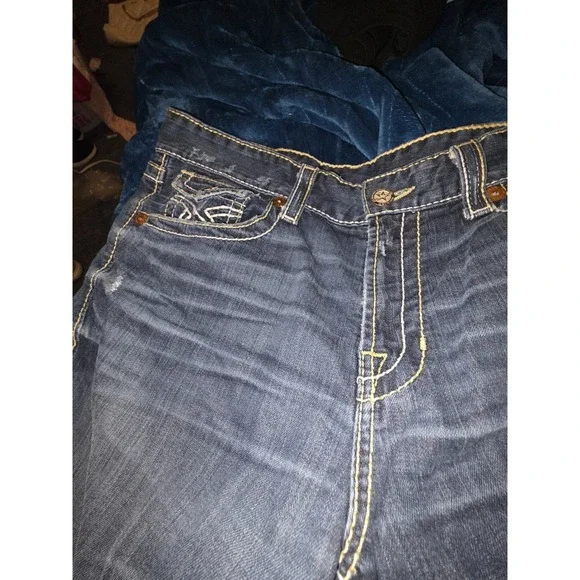 Big Star Selvaged Jeans 36 R. Dark Blue Destreed.